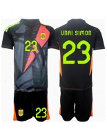 Spania Unai Simon #23 Keeper Bortedraktsett Barn EM 2024 Korte ermer (+ bukser)